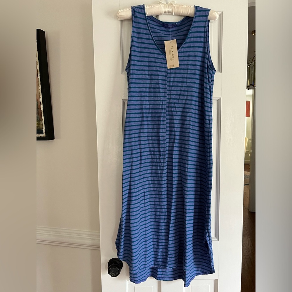 Cut - loose cotton and linen purple and teal roomie dress. – Bohemian.!  NWT 💕